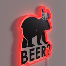 Load image into Gallery viewer, Neon beer bar decoration features glowing beer-loving bear silhouette.