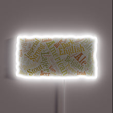 Load image into Gallery viewer, Eye-catching LED neon sign displaying vibrant beer word cloud design.