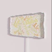 Load image into Gallery viewer, Vibrant RGB neon beer word cloud decoration rectangle sign artwork