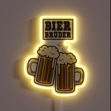 Load image into Gallery viewer, Neon-lit 'Bier Bruder' sign in vibrant RGB LED colors glow