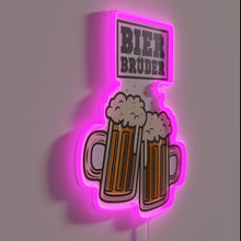 Load image into Gallery viewer, Vibrant 'Bier Bruder' German beer brother bar themed neon sign