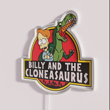 Load image into Gallery viewer, Vibrant neon art decor featuring Billy and the Cloneasaurus mascot