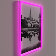 Load image into Gallery viewer, Eye-catching neon Lamborghini logo in sleek black & white design.