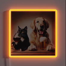 Load image into Gallery viewer, Whimsical pet pair in colorful glow of neon lights