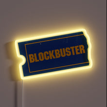 Load image into Gallery viewer, Blockbuster neon sign in vintage ticket shape – nostalgic video rental store wall decor for movie lovers, home theaters, or 90s-themed rooms