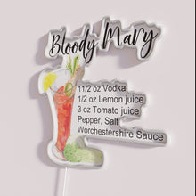 Load image into Gallery viewer, Vibrant Bloody Mary recipe watercolor design in colorful RGB neon lighting