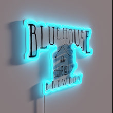 Load image into Gallery viewer, Neon illuminated 'Blue House Brewery' sign with vibrant color accents.