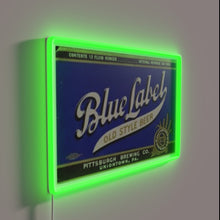 Load image into Gallery viewer, Vintage Inspired Blue Label Old Style Beer Neon Sign Decor