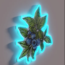 Load image into Gallery viewer, Neon blueberry plant decor with vibrant purple and green hues