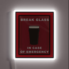 Load image into Gallery viewer, Emergency pint neon sign with bold RGB color accents.