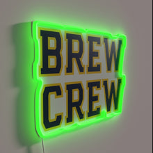 Load image into Gallery viewer, Neon bar decoration featuring 'Brew Crew' white and colorful letters