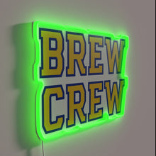 Load image into Gallery viewer, Vibrant Brew Crew logo with colorful neon lighting effect.