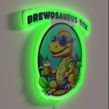 Load image into Gallery viewer, RGB Neon Sign featuring a Beer Loving Prehistoric Dinosaur Character