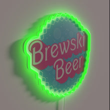 Load image into Gallery viewer, Vibrant RGB neon beer sign with 'Brewski' bold letters design