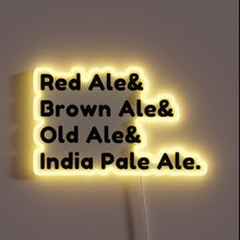 Load image into Gallery viewer, Handcrafted British Beer Styles Neon Sign: Red IPA & Brown Ales