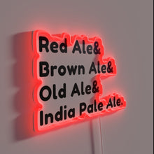 Load image into Gallery viewer, Vintage British Ales Beer Types Sign with Neon RGB Lighting