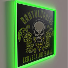 Load image into Gallery viewer, Brutal yet playful RGB lit up word art wall decoration.