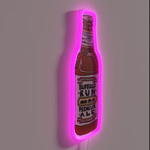 Load image into Gallery viewer, Neon illuminated bottle art decorates bar with beer theme ambiance