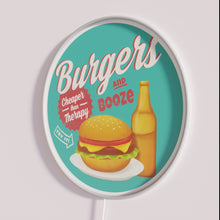 Load image into Gallery viewer, Vibrant Neon Sign Illuminates Kitchen Bars with Burgers and Drinks Theme
