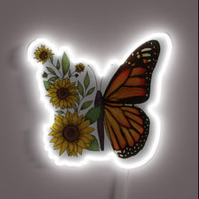 Load image into Gallery viewer, Bring nature indoors with this radiant sunflower butterfly neon piece — half monarch, half floral magic. 🌻🦋 Perfect for brightening up your space with warmth and whimsy!