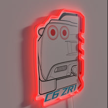 Load image into Gallery viewer, Electric C6 ZR1 LED logo wall decor in vibrant color.