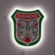 Load image into Gallery viewer, Bushwood Country Club neon sign – classic Caddyshack-inspired wall decor featuring golf crest logo, perfect for fans, game rooms, or golf-themed bars