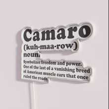 Load image into Gallery viewer, Retro styled LED Camaro Definition Sign for vintage car enthusiasts.
