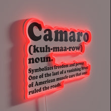 Load image into Gallery viewer, Vintage Camaro Definition Shines Brightly with Retro Colorful Neon Sign