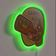 Load image into Gallery viewer, Neon beer sign with bold Cannibal Ale lettering in color.