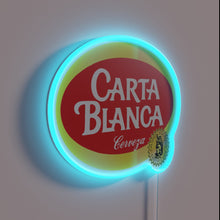 Load image into Gallery viewer, Elegant RGB neon light display in sleek white frame design.