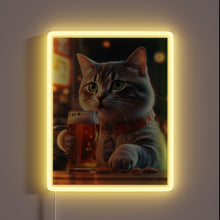 Load image into Gallery viewer, Feline Cheers: Whimsical Cat Sipping Beer in Neon Hues