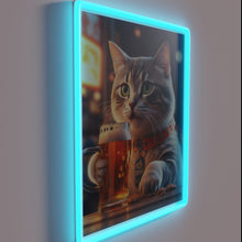 Load image into Gallery viewer, Funny Cat Drinking Beer in Colorful Neon Sign for Home