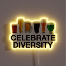 Load image into Gallery viewer, Neon Sign Promoting Tolerance and Inclusivity with Colorful Brew Logo