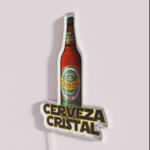 Load image into Gallery viewer, Vibrant RGB neon bar sign advertises Cerveza Cristal beer brand