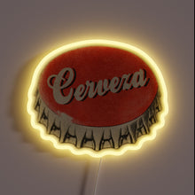 Load image into Gallery viewer, Colorful Cerveza Beer Sign with Vibrant RGB Neon Accents Installed