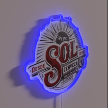 Load image into Gallery viewer, Vibrant RGB neon sign featuring iconic Mexican beer brand logo.