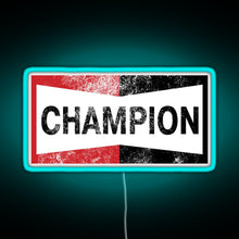 Load image into Gallery viewer, Champion Vintage Logo RGB neon sign lightblue