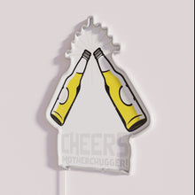 Load image into Gallery viewer, Vintage-inspired Cheers Motherchugger neon bar pub decor sign with RGB lighting.