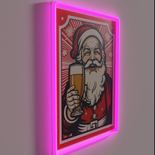 Load image into Gallery viewer, Holiday cheer illuminated with colorful LED Santa neon sign glow.
