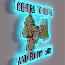 Load image into Gallery viewer, Neon cartoon dog beer sign with fun floppy ear design