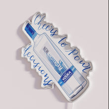 Load image into Gallery viewer, Vibrant RGB neon bar sign with cheers to good decisions message