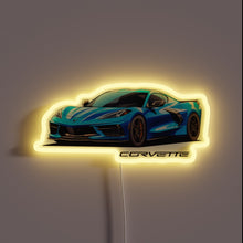 Load image into Gallery viewer, High-performance Corvette C8 sports car logo in vibrant RGB neon