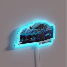 Load image into Gallery viewer, Authentic Chevrolet Corvette C8 logo with vibrant RGB neon lighting.
