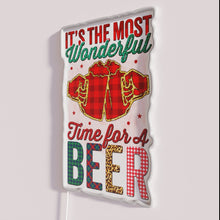 Load image into Gallery viewer, Vibrant RGB neon Christmas and beer themed decorative wall sign