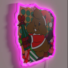 Load image into Gallery viewer, Vibrant LED illuminated Xmas bushy beaver decorative neon light sign.