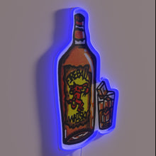 Load image into Gallery viewer, Vibrant Cinnamon Whiskey Distilled Spirit Neon Sign with RGB Lighting Accent.