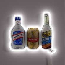 Load image into Gallery viewer, RGB neon sign illuminating popular South American beers and spirits.