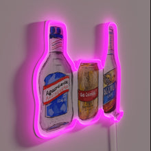 Load image into Gallery viewer, Retrofuturistic RGB illuminated sign showcasing iconic Colombian beers and liquor logos".