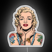 Load image into Gallery viewer, Cool Vintage Marilyn Monroe With Tattoos RGB neon sign white