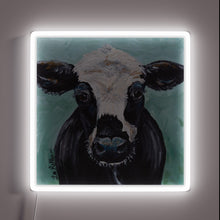Load image into Gallery viewer, Neon cow art print in vibrant Maybelline inspired RGB colors